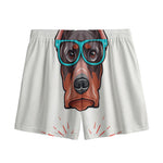 Dobermann With Glasses Print Mesh Shorts