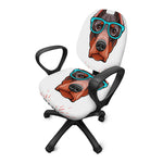 Dobermann With Glasses Print Office Chair Cover