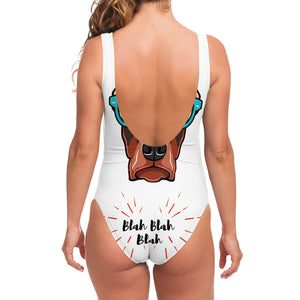 Dobermann With Glasses Print One Piece Swimsuit