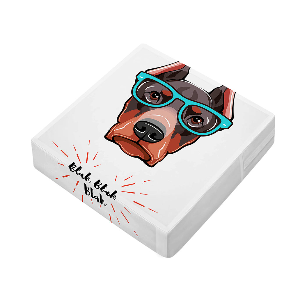 Dobermann With Glasses Print Outdoor Seat Cushion Cover