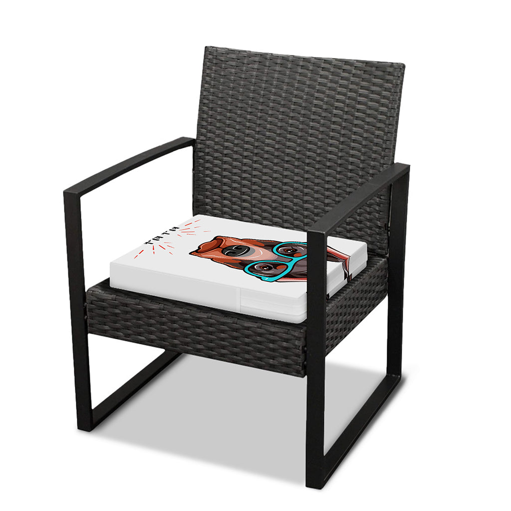 Dobermann With Glasses Print Outdoor Seat Cushion Cover