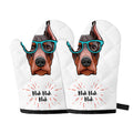 Dobermann With Glasses Print Oven Mitts