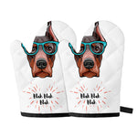 Dobermann With Glasses Print Oven Mitts