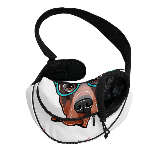 Dobermann With Glasses Print Pet Sling Carrier