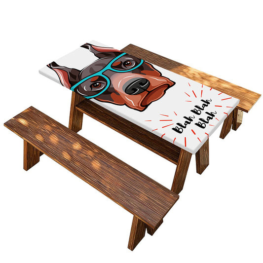 Dobermann With Glasses Print Picnic Table Cover