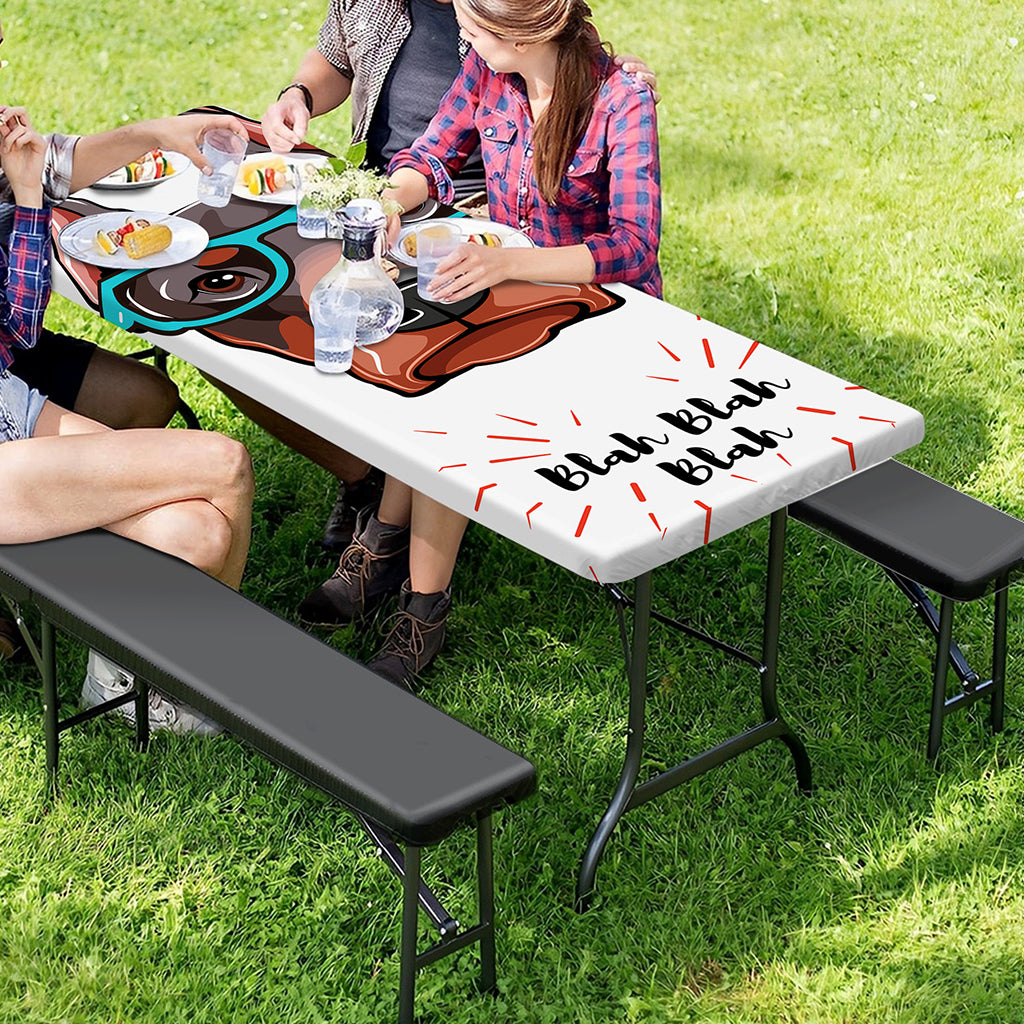 Dobermann With Glasses Print Picnic Table Cover