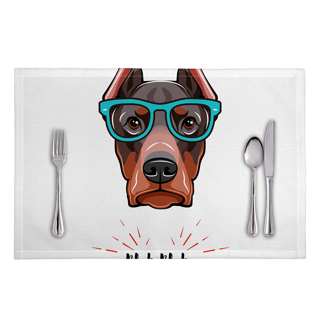 Dobermann With Glasses Print Placemat