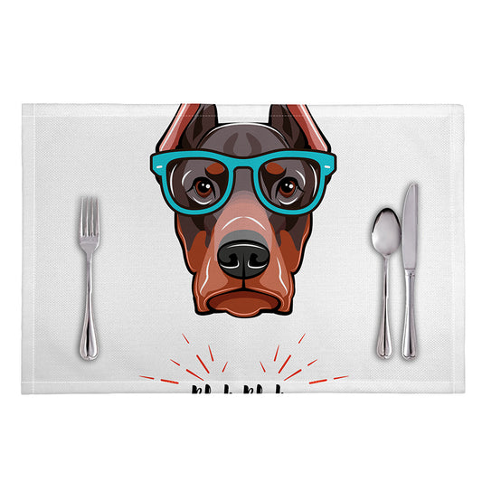 Dobermann With Glasses Print Placemat