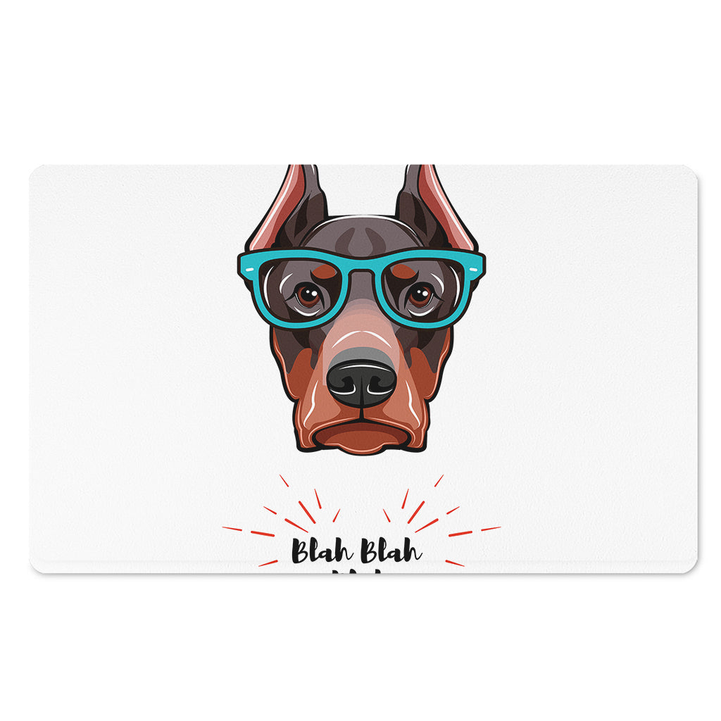 Dobermann With Glasses Print Polyester Doormat