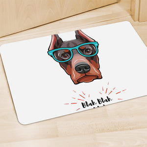 Dobermann With Glasses Print Polyester Doormat