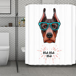 Dobermann With Glasses Print Polyester Shower Curtain