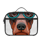 Dobermann With Glasses Print Portable Lunch Bag