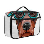 Dobermann With Glasses Print Portable Lunch Bag