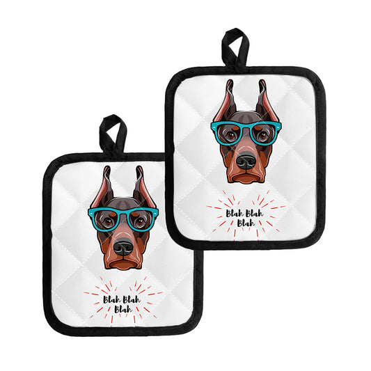 Dobermann With Glasses Print Pot Holders