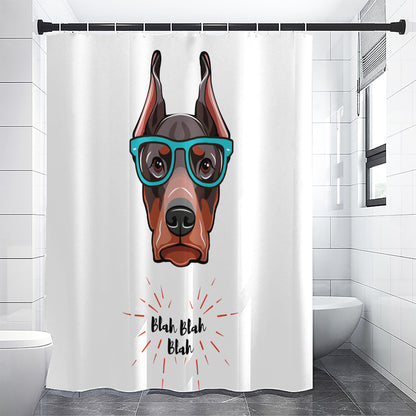 Dobermann With Glasses Print Premium Shower Curtain