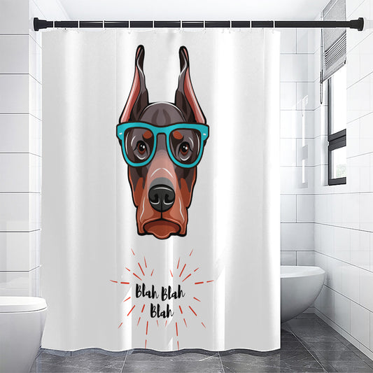 Dobermann With Glasses Print Premium Shower Curtain