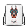 Dobermann With Glasses Print Rectangular Crossbody Bag