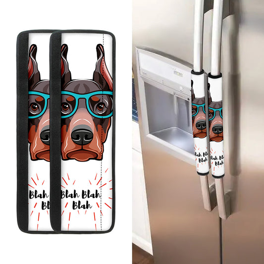 Dobermann With Glasses Print Refrigerator Handle Covers