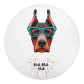 Dobermann With Glasses Print Round Blanket