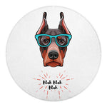 Dobermann With Glasses Print Round Blanket