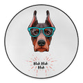 Dobermann With Glasses Print Round Floor Mat