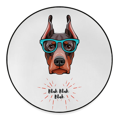Dobermann With Glasses Print Round Floor Mat