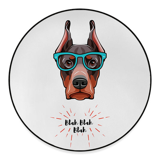 Dobermann With Glasses Print Round Floor Mat