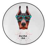 Dobermann With Glasses Print Round Floor Mat