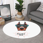 Dobermann With Glasses Print Round Rug