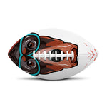 Dobermann With Glasses Print Rugby Ball