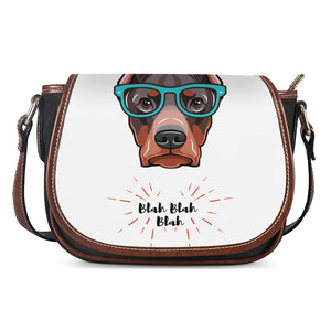 Dobermann With Glasses Print Saddle Bag