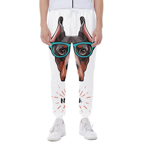 Dobermann With Glasses Print Scuba Joggers