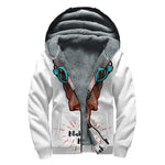 Dobermann With Glasses Print Sherpa Lined Zip Up Hoodie