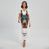 Dobermann With Glasses Print Short Sleeve Maxi Dress