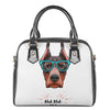 Dobermann With Glasses Print Shoulder Handbag