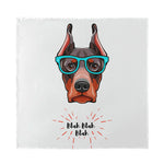 Dobermann With Glasses Print Silk Bandana