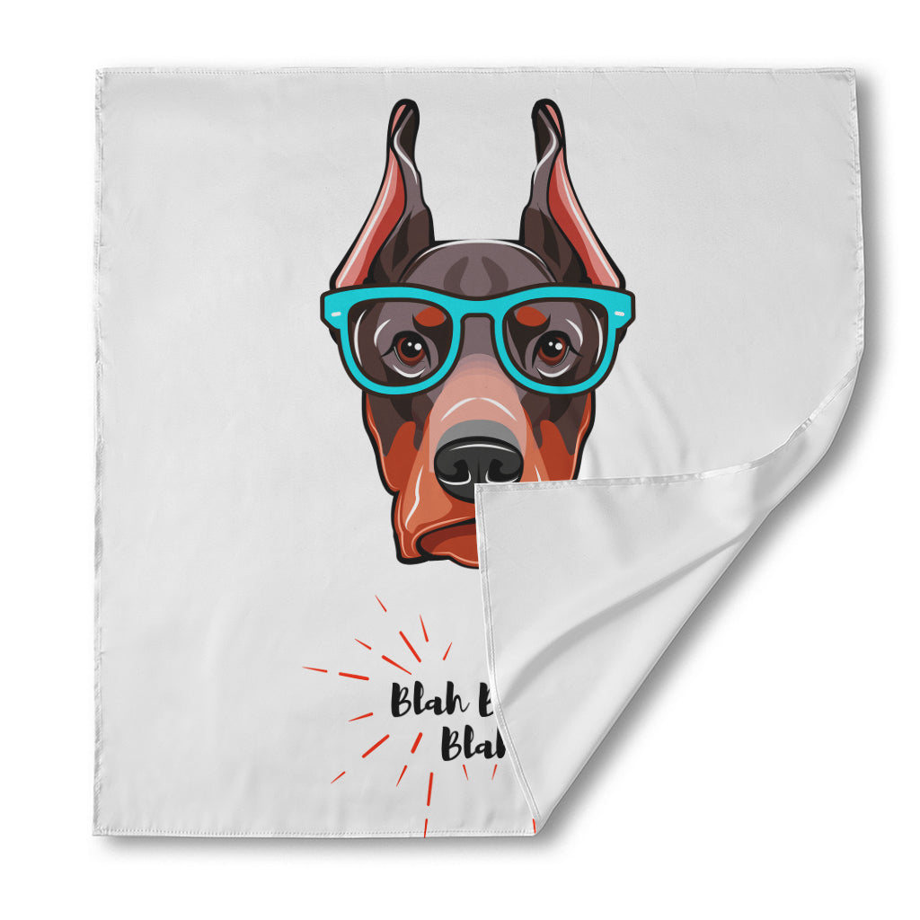 Dobermann With Glasses Print Silk Bandana