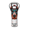 Dobermann With Glasses Print Single Neoprene Wine Tote