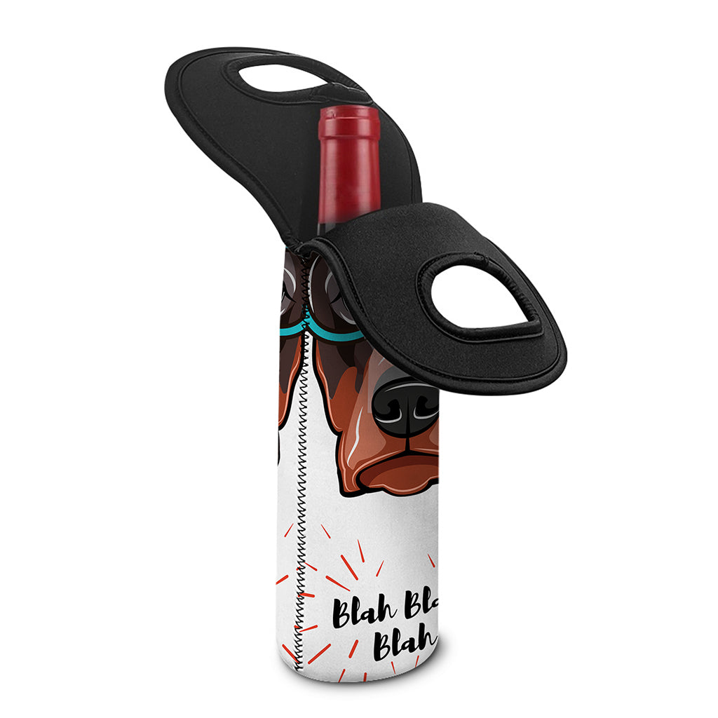 Dobermann With Glasses Print Single Neoprene Wine Tote