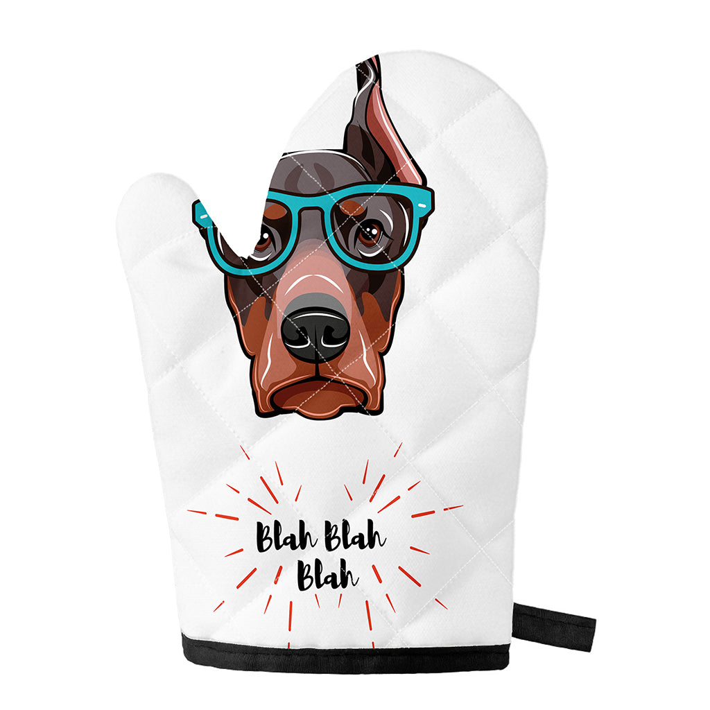 Dobermann With Glasses Print Single Oven Mitt