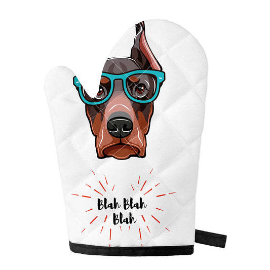 Dobermann With Glasses Print Single Oven Mitt