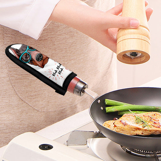 Dobermann With Glasses Print Skillet Handle Cover