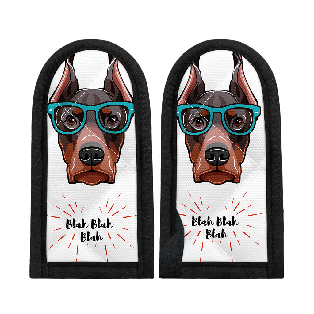 Dobermann With Glasses Print Skillet Handle Cover