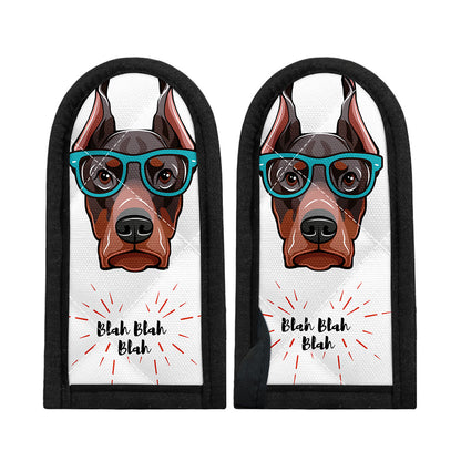 Dobermann With Glasses Print Skillet Handle Cover