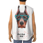 Dobermann With Glasses Print Sleeveless Baseball Jersey