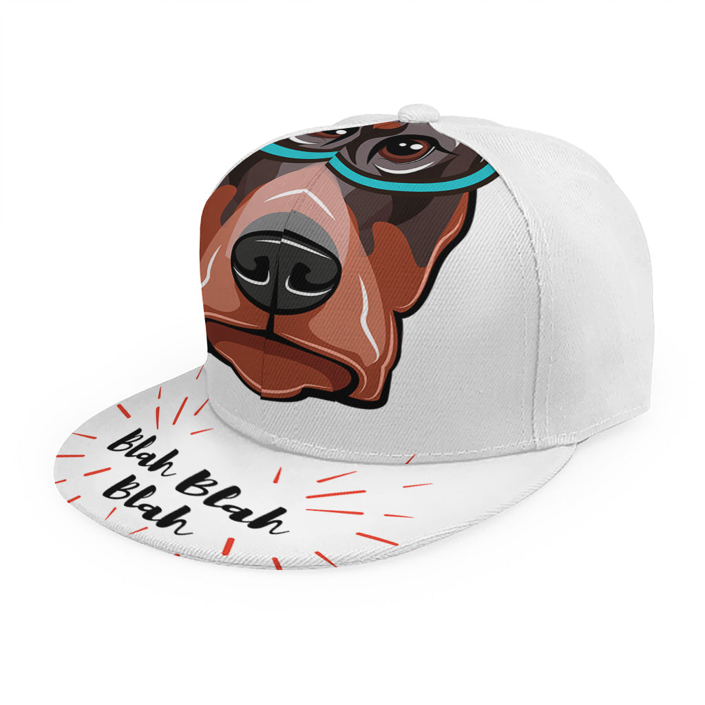 Dobermann With Glasses Print Snapback Cap