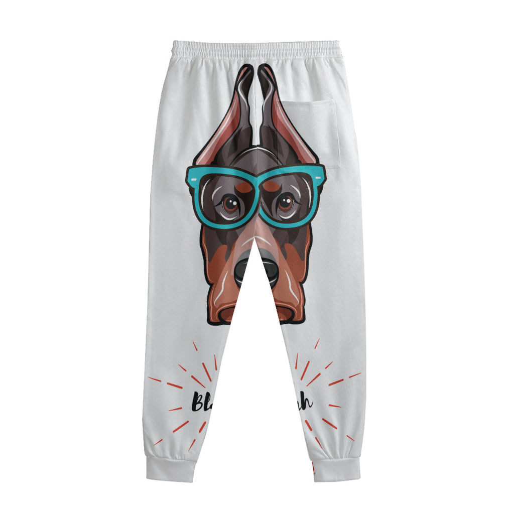 Dobermann With Glasses Print Sweatpants