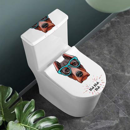 Dobermann With Glasses Print Toilet Lid And Tank Cover Set