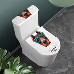 Dobermann With Glasses Print Toilet Lid And Tank Cover Set