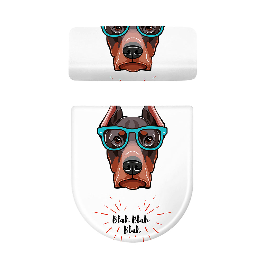 Dobermann With Glasses Print Toilet Lid And Tank Cover Set